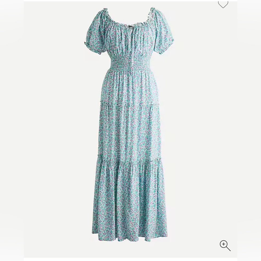 J. Crew Puff-Sleeve Blue Floral Maxi Dress